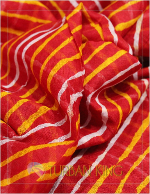 Designer Turban - Rajasthani yellow white Stripes image 1