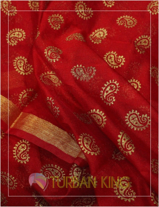 Designer Turban - Red & Gold image 0
