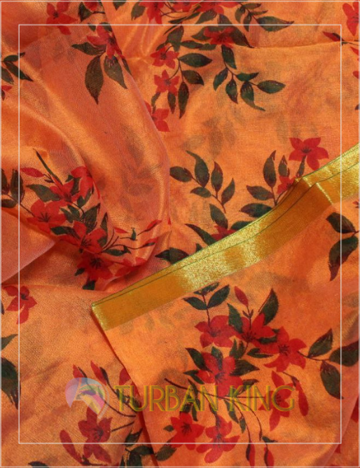 Designer Turban - Peach Floral image 0
