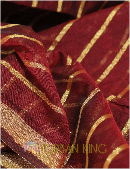 Designer Turban - Maroon & Golden image 1