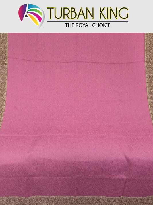 Pink color self print pashmina with embroidery with decorative border