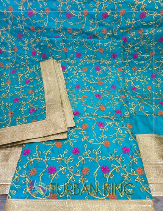 Double Set Rumala Sahib - Teal floral image 0