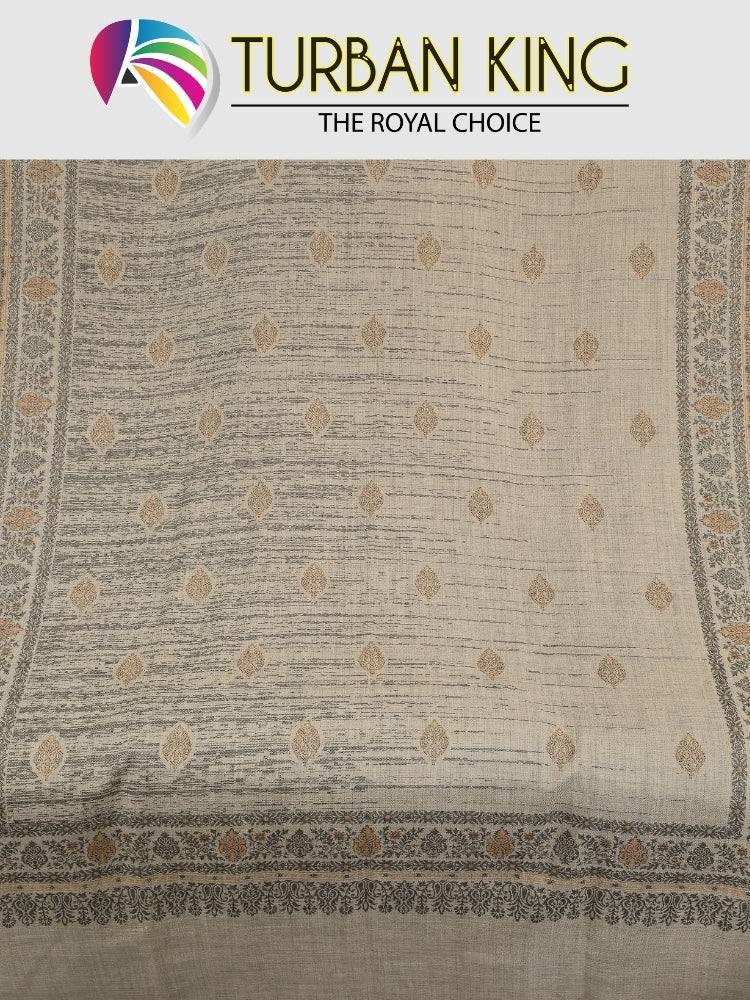 Beige patterned Premium pashmina with kani work