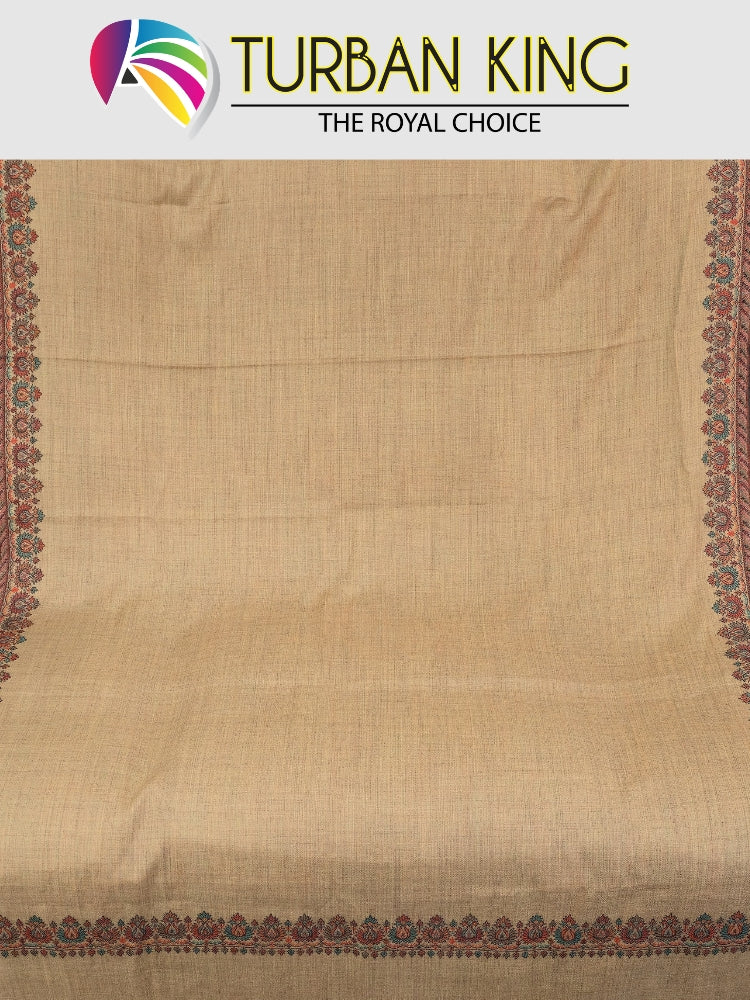 Beige color shawl with decorative border and Turban King logo at the top.
