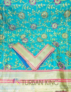 Double Set Rumala Sahib - Teal flowers